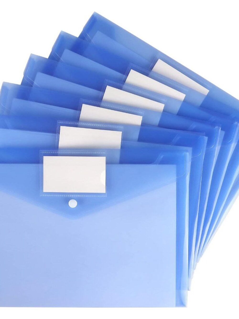 6 Pack Clear Document Folders Plastic Envelopes, A4 Size, Blue
